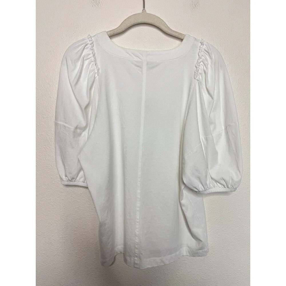 Madewell Small Puff Sleeve Tee White Cotton Short Sleeve Relaxed Round Neck NWT